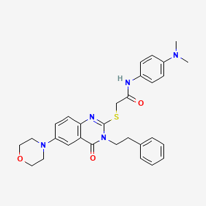molecular formula C30H33N5O3S B2913943 N-(4-(dimethylamino)phenyl)-2-((6-morpholino-4-oxo-3-phenethyl-3,4-dihydroquinazolin-2-yl)thio)acetamide CAS No. 689758-12-1