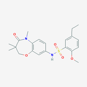 molecular formula C21H26N2O5S B2913955 5-ethyl-2-methoxy-N-(3,3,5-trimethyl-4-oxo-2,3,4,5-tetrahydrobenzo[b][1,4]oxazepin-8-yl)benzenesulfonamide CAS No. 922041-37-0