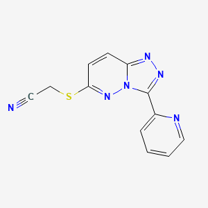 molecular formula C12H8N6S B2913958 2-[(3-吡啶-2-基-[1,2,4]三唑并[4,3-b]哒嗪-6-基)硫代]乙腈 CAS No. 868968-23-4