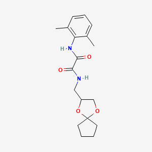 molecular formula C18H24N2O4 B2913959 N1-(1,4-二氧杂螺[4.4]壬烷-2-基甲基)-N2-(2,6-二甲苯基)草酰胺 CAS No. 899982-37-7