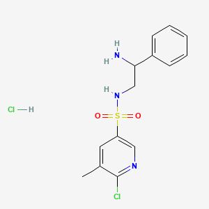 molecular formula C14H17Cl2N3O2S B2913961 N-(2-Amino-2-phenylethyl)-6-chloro-5-methylpyridine-3-sulfonamide;hydrochloride CAS No. 1465360-19-3