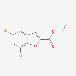 molecular formula C11H8BrClO3 B2913969 5-溴-7-氯苯并呋喃-2-羧酸乙酯 CAS No. 1643914-32-2