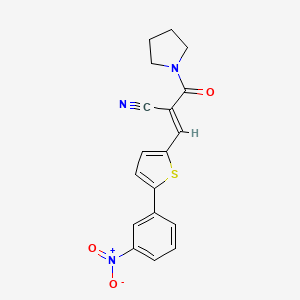 (E)-3-[5-(3-Nitrophenyl)thiophen-2-yl]-2-(pyrrolidine-1-carbonyl)prop-2-enenitrile