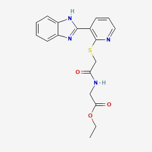 molecular formula C18H18N4O3S B2913973 2-[[2-[3-(1H-苯并咪唑-2-基)吡啶-2-基]硫代乙酰基]氨基]乙酸乙酯 CAS No. 838101-40-9