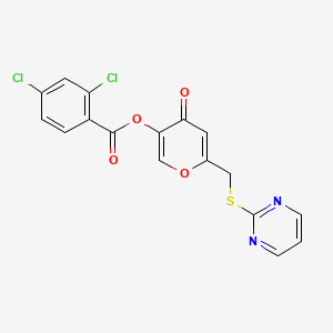 [4-Oxo-6-(pyrimidin-2-ylsulfanylmethyl)pyran-3-yl] 2,4-dichlorobenzoate