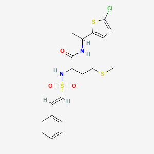 N-[1-(5-chlorothiophen-2-yl)ethyl]-4-methylsulfanyl-2-[[(E)-2-phenylethenyl]sulfonylamino]butanamide