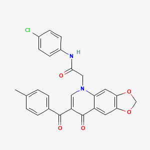 molecular formula C26H19ClN2O5 B2914011 N-(4-chlorophenyl)-2-(7-(4-methylbenzoyl)-8-oxo-[1,3]dioxolo[4,5-g]quinolin-5(8H)-yl)acetamide CAS No. 902292-94-8