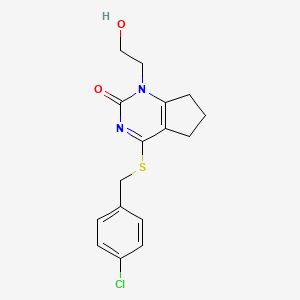 4-((4-chlorobenzyl)thio)-1-(2-hydroxyethyl)-6,7-dihydro-1H-cyclopenta[d]pyrimidin-2(5H)-one