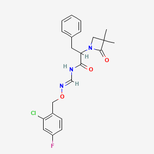 molecular formula C22H23ClFN3O3 B2914014 N-((((2-Chloro-4-fluorobenzyl)oxy)imino)methyl)-2-(3,3-dimethyl-2-oxo-1-azetanyl)-3-phenylpropanamide CAS No. 338748-55-3