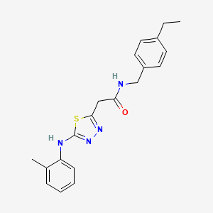 molecular formula C20H22N4OS B2914024 N-(4-ethylbenzyl)-2-(5-(o-tolylamino)-1,3,4-thiadiazol-2-yl)acetamide CAS No. 1286722-13-1