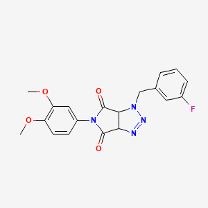 molecular formula C19H17FN4O4 B2914029 5-(3,4-dimethoxyphenyl)-1-(3-fluorobenzyl)-3a,6a-dihydropyrrolo[3,4-d][1,2,3]triazole-4,6(1H,5H)-dione CAS No. 1008647-93-5