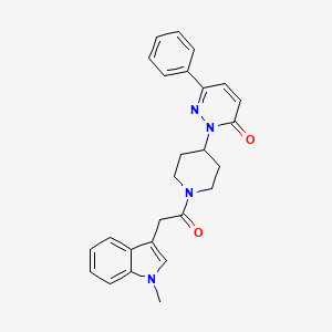 molecular formula C26H26N4O2 B2914032 2-[1-[2-(1-Methylindol-3-yl)acetyl]piperidin-4-yl]-6-phenylpyridazin-3-one CAS No. 2380069-25-8