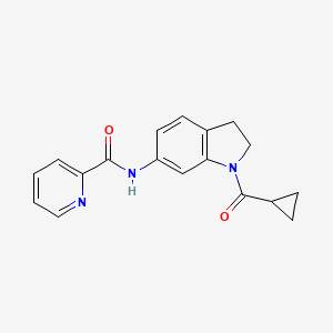 molecular formula C18H17N3O2 B2914034 N-(1-(环丙烷羰基)吲哚-6-基)吡啶甲酰胺 CAS No. 1206985-33-2