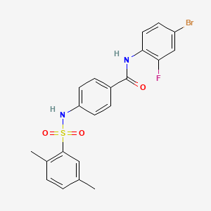 molecular formula C21H18BrFN2O3S B2914035 N-(4-溴-2-氟苯基)-4-[(2,5-二甲苯基)磺酰氨基]苯甲酰胺 CAS No. 690643-67-5
