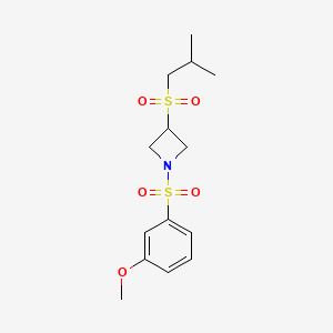 molecular formula C14H21NO5S2 B2914052 3-(Isobutylsulfonyl)-1-((3-methoxyphenyl)sulfonyl)azetidine CAS No. 1797633-03-4