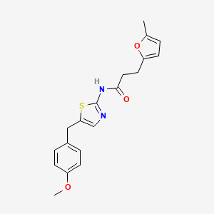 N-(5-(4-methoxybenzyl)thiazol-2-yl)-3-(5-methylfuran-2-yl)propanamide