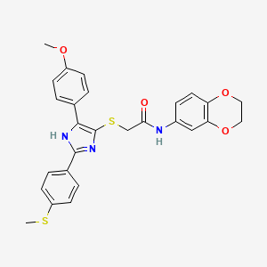 N-(2,3-dihydro-1,4-benzodioxin-6-yl)-2-{[5-(4-methoxyphenyl)-2-[4-(methylsulfanyl)phenyl]-1H-imidazol-4-yl]sulfanyl}acetamide