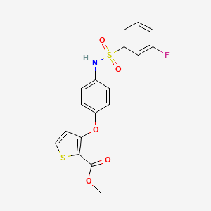 molecular formula C18H14FNO5S2 B2914083 Methyl 3-(4-{[(3-fluorophenyl)sulfonyl]amino}phenoxy)-2-thiophenecarboxylate CAS No. 900015-22-7