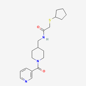 2-(cyclopentylthio)-N-((1-nicotinoylpiperidin-4-yl)methyl)acetamide