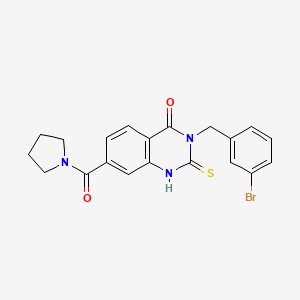 3-[(3-bromophenyl)methyl]-7-(pyrrolidine-1-carbonyl)-2-sulfanylidene-1H-quinazolin-4-one