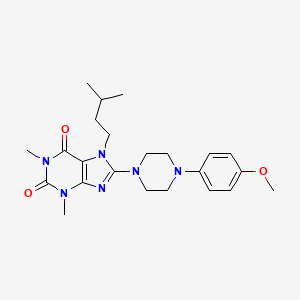 molecular formula C23H32N6O3 B2914095 8-[4-(4-Methoxyphenyl)piperazin-1-yl]-1,3-dimethyl-7-(3-methylbutyl)purine-2,6-dione CAS No. 848866-62-6