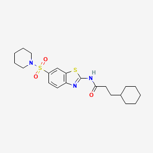 molecular formula C21H29N3O3S2 B2914098 3-环己基-N-(6-(哌啶-1-磺酰基)苯并[d]噻唑-2-基)丙酰胺 CAS No. 865592-71-8