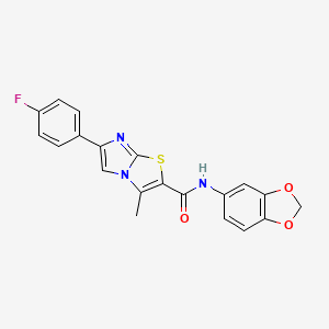 molecular formula C20H14FN3O3S B2914103 N-(苯并[d][1,3]二氧杂环-5-基)-6-(4-氟苯基)-3-甲基咪唑并[2,1-b]噻唑-2-甲酰胺 CAS No. 852134-37-3