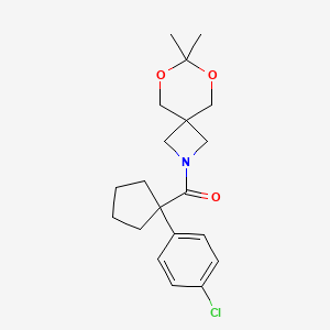 molecular formula C20H26ClNO3 B2914120 (1-(4-Chlorophenyl)cyclopentyl)(7,7-dimethyl-6,8-dioxa-2-azaspiro[3.5]nonan-2-yl)methanone CAS No. 1396872-35-7