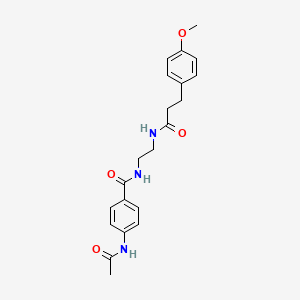 molecular formula C21H25N3O4 B2914138 4-acetamido-N-(2-(3-(4-methoxyphenyl)propanamido)ethyl)benzamide CAS No. 1021026-87-8