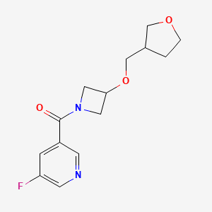 molecular formula C14H17FN2O3 B2914144 (5-氟吡啶-3-基)(3-((四氢呋喃-3-基)甲氧基)氮杂环丁-1-基)甲苯酮 CAS No. 2309232-50-4