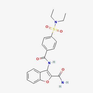 molecular formula C20H21N3O5S B2914149 3-(4-(N,N-二乙基磺酰氨基)苯甲酰胺)苯并呋喃-2-甲酰胺 CAS No. 477511-00-5