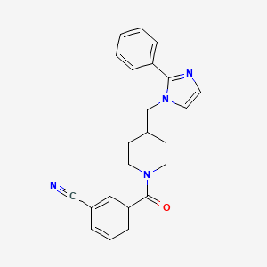3-(4-((2-phenyl-1H-imidazol-1-yl)methyl)piperidine-1-carbonyl)benzonitrile