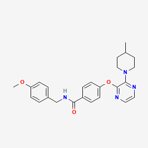 molecular formula C25H28N4O3 B2914164 N-(4-methoxybenzyl)-4-{[3-(4-methylpiperidin-1-yl)pyrazin-2-yl]oxy}benzamide CAS No. 1251695-86-9