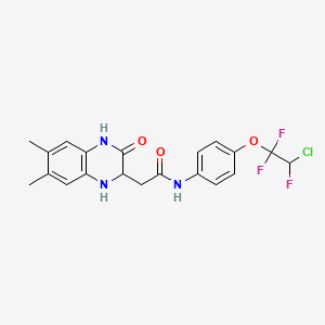 molecular formula C20H19ClF3N3O3 B2914166 N-[4-(2-chloro-1,1,2-trifluoroethoxy)phenyl]-2-(6,7-dimethyl-3-oxo-1,2,3,4-tetrahydroquinoxalin-2-yl)acetamide CAS No. 1093680-97-7
