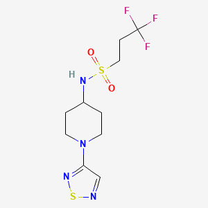 molecular formula C10H15F3N4O2S2 B2914199 3,3,3-三氟-N-[1-(1,2,5-噻二唑-3-基)哌啶-4-基]丙烷-1-磺酰胺 CAS No. 2097898-05-8