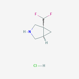 molecular formula C6H10ClF2N B2914205 (1R,5R)-1-(二氟甲基)-3-氮杂双环[3.1.0]己烷；盐酸盐 CAS No. 2307780-42-1