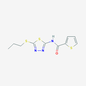 molecular formula C10H11N3OS3 B2914210 N-(5-(propylthio)-1,3,4-thiadiazol-2-yl)thiophene-2-carboxamide CAS No. 393572-16-2