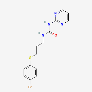 molecular formula C14H15BrN4OS B2914214 1-(3-((4-溴苯基)硫代)丙基)-3-(嘧啶-2-基)脲 CAS No. 899740-65-9