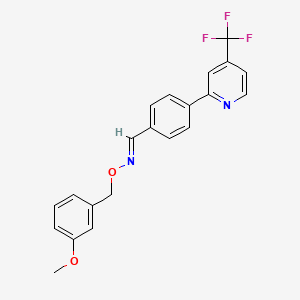 molecular formula C21H17F3N2O2 B2914217 (E)-[(3-甲氧基苯基)甲氧基]({4-[4-(三氟甲基)吡啶-2-基]苯基}亚甲基)胺 CAS No. 1092343-86-6