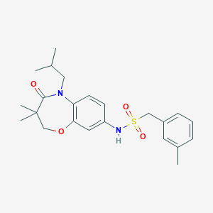 molecular formula C23H30N2O4S B2914220 N-(5-isobutyl-3,3-dimethyl-4-oxo-2,3,4,5-tetrahydrobenzo[b][1,4]oxazepin-8-yl)-1-(m-tolyl)methanesulfonamide CAS No. 922050-73-5