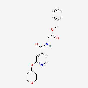 molecular formula C20H22N2O5 B2914226 2-(2-((四氢-2H-吡喃-4-基)氧基)异烟酰胺基)乙酸苄酯 CAS No. 2034447-90-8