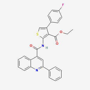 molecular formula C29H21FN2O3S B2914233 4-(4-氟苯基)-2-(2-苯基喹啉-4-甲酰胺)噻吩-3-甲酸乙酯 CAS No. 448230-49-7