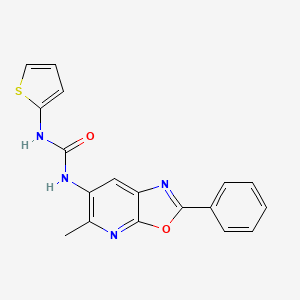 molecular formula C18H14N4O2S B2914235 1-(5-甲基-2-苯基恶唑并[5,4-b]吡啶-6-基)-3-(噻吩-2-基)脲 CAS No. 2034423-85-1