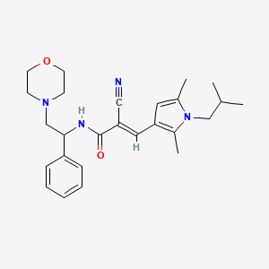 molecular formula C26H34N4O2 B2914249 (E)-2-Cyano-3-[2,5-dimethyl-1-(2-methylpropyl)pyrrol-3-yl]-N-(2-morpholin-4-yl-1-phenylethyl)prop-2-enamide CAS No. 1030710-38-3
