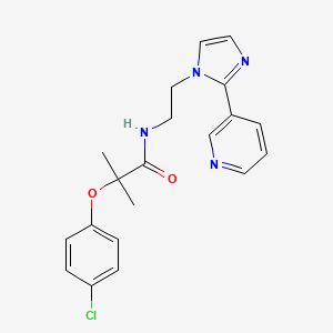 2-(4-chlorophenoxy)-2-methyl-N-(2-(2-(pyridin-3-yl)-1H-imidazol-1-yl)ethyl)propanamide