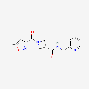 molecular formula C15H16N4O3 B2914266 1-(5-methyl-1,2-oxazole-3-carbonyl)-N-[(pyridin-2-yl)methyl]azetidine-3-carboxamide CAS No. 1351607-70-9