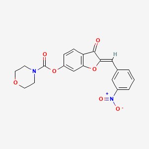 molecular formula C20H16N2O7 B2914270 (Z)-2-(3-nitrobenzylidene)-3-oxo-2,3-dihydrobenzofuran-6-yl morpholine-4-carboxylate CAS No. 672914-54-4