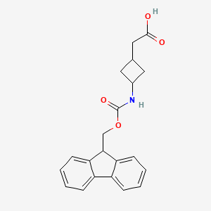 molecular formula C21H21NO4 B2914300 2-[3-({[(9H-芴-9-基)甲氧基]羰基}氨基)环丁基]乙酸，非对映异构体的混合物 CAS No. 2137718-93-3