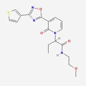 molecular formula C18H20N4O4S B2914329 N-(2-methoxyethyl)-2-[2-oxo-3-[3-(3-thienyl)-1,2,4-oxadiazol-5-yl]pyridin-1(2H)-yl]butanamide CAS No. 1396627-36-3
