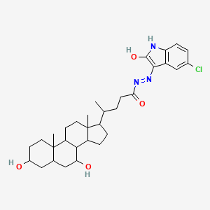 (E)-N'-(5-chloro-2-oxoindolin-3-ylidene)-4-(3,7-dihydroxy-10,13-dimethylhexadecahydro-1H-cyclopenta[a]phenanthren-17-yl)pentanehydrazide
